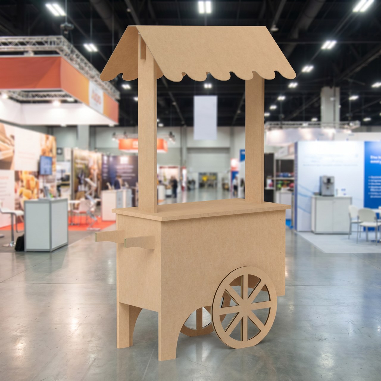 Carrito de cartón kraft para degustaciones