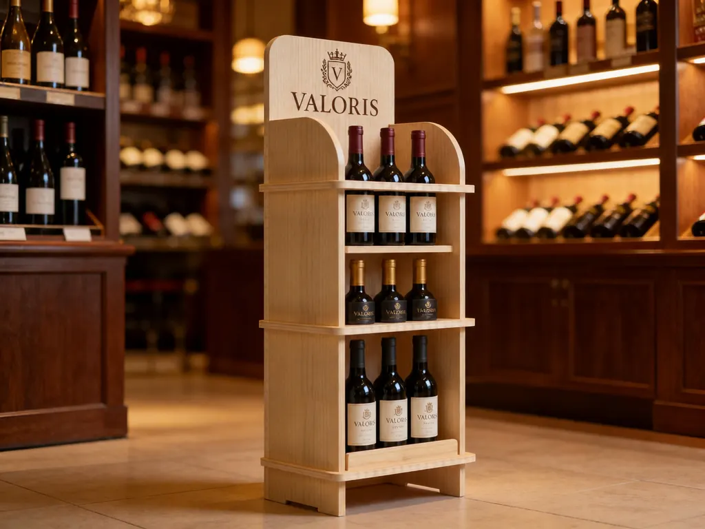 Expositor de madera con la marca del cliente