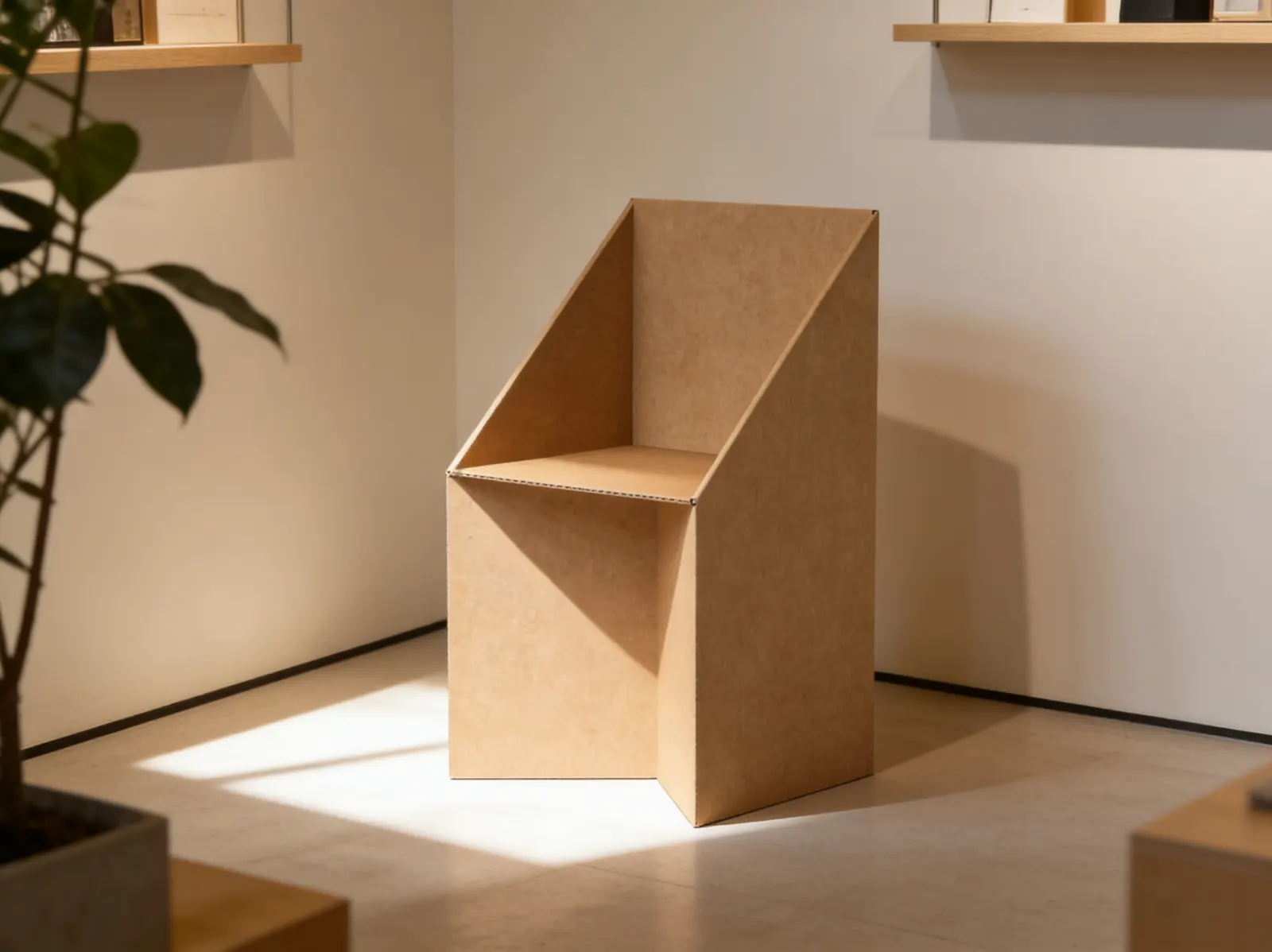 Mueble de cartón a medida en una tienda
