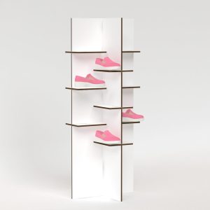Mueble expositor de cartón para calzado