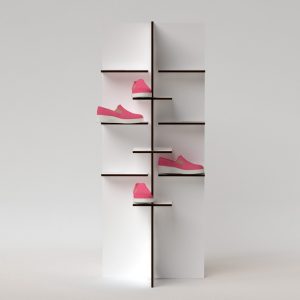 Mueble expositor de cartón para calzado