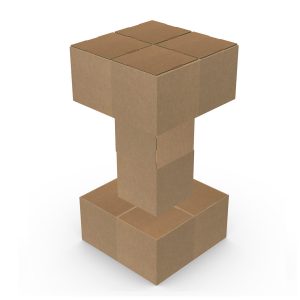 Mesa de cartón formada por cubos