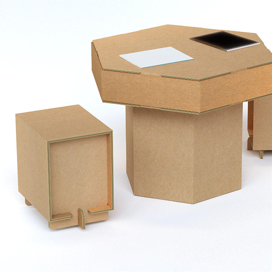 Taburete de cartón resistente (pack de 4) – Image 3
