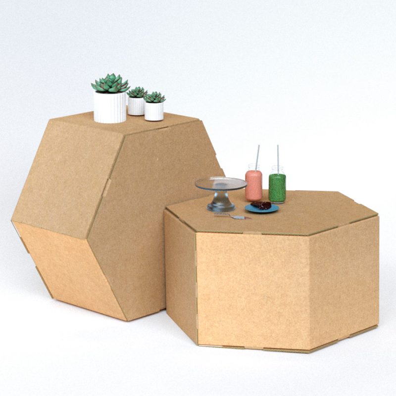 Tarima de cartón hexagonal exposiciones diseño