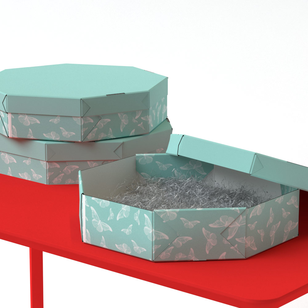 Caja de cartón octogonal decorativa (pack de 4)