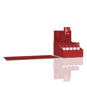Expositor de cartón con caja automontable