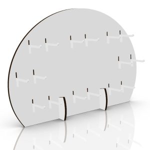 Mueble expositor de cartón semicircular ganchos