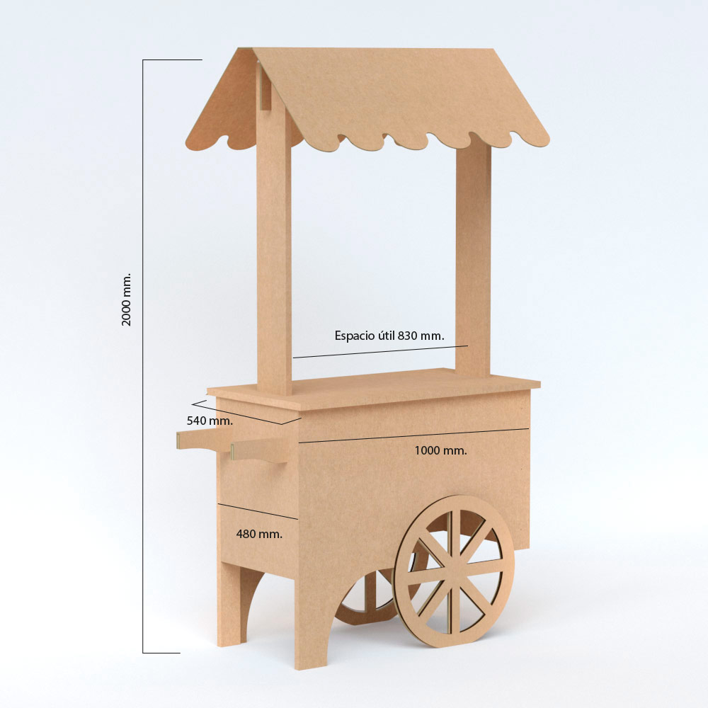 Carrito promocional de cartón con acabado en kraft camel