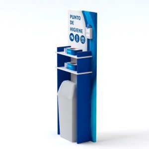 Punto de higiene de cartón con basura