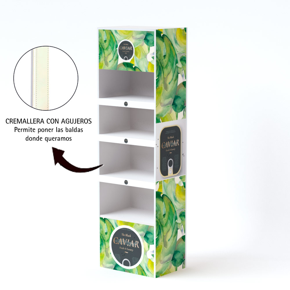 Expositor en madera con estantes regulables (pack de 10)