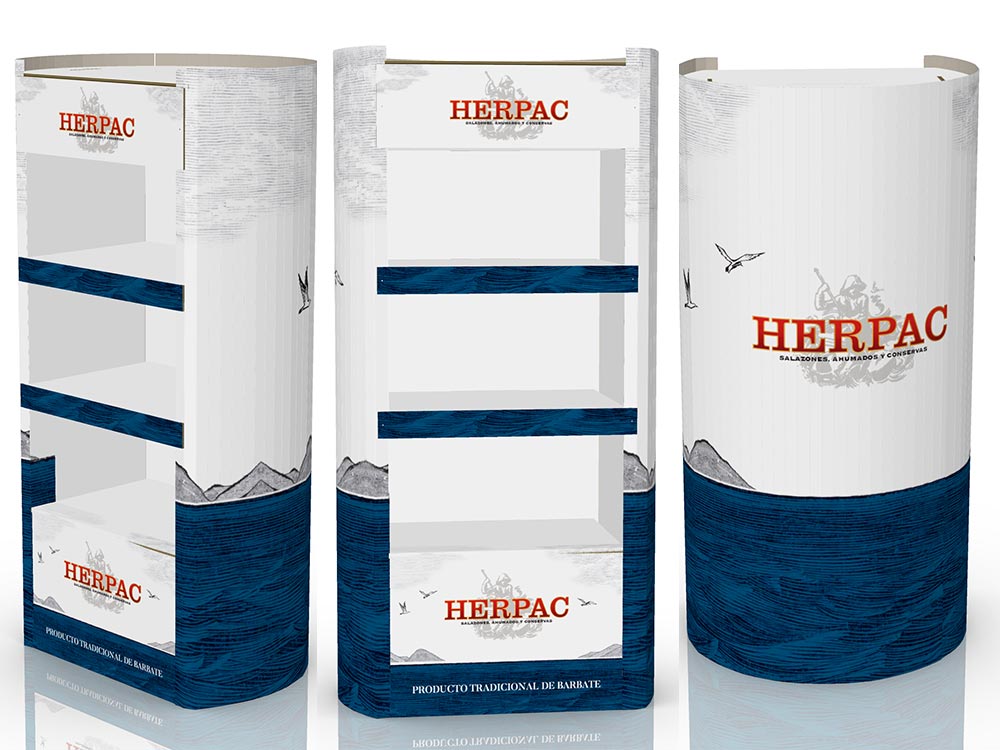 Expositor circular de cartón para Conservas Herpac