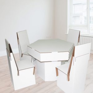 Mesa de cartón hexagonal ambientes